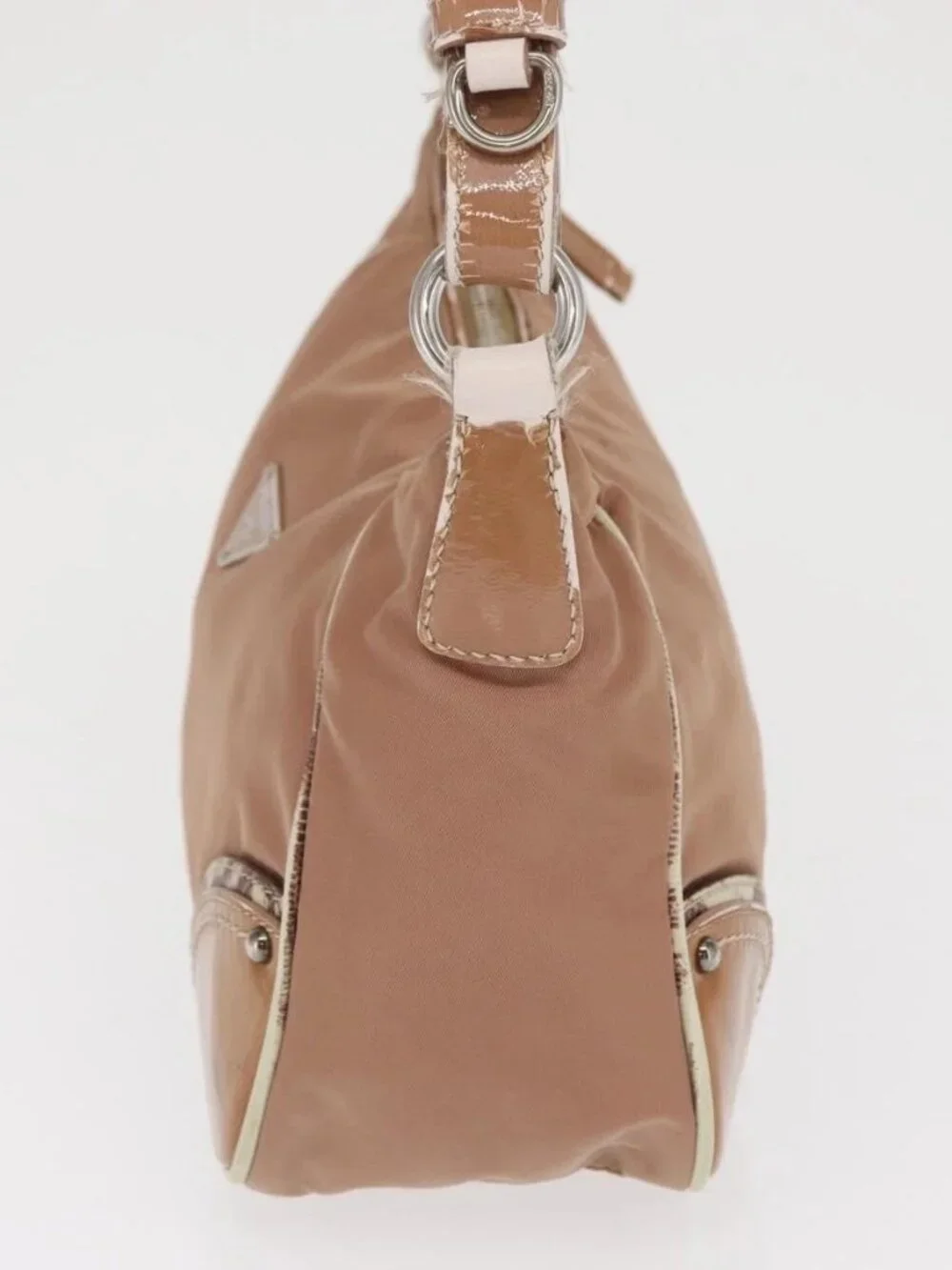 PRADA Shoulder Bag Nylon Beige Silver Auth 169041 - Picture 3 of 16